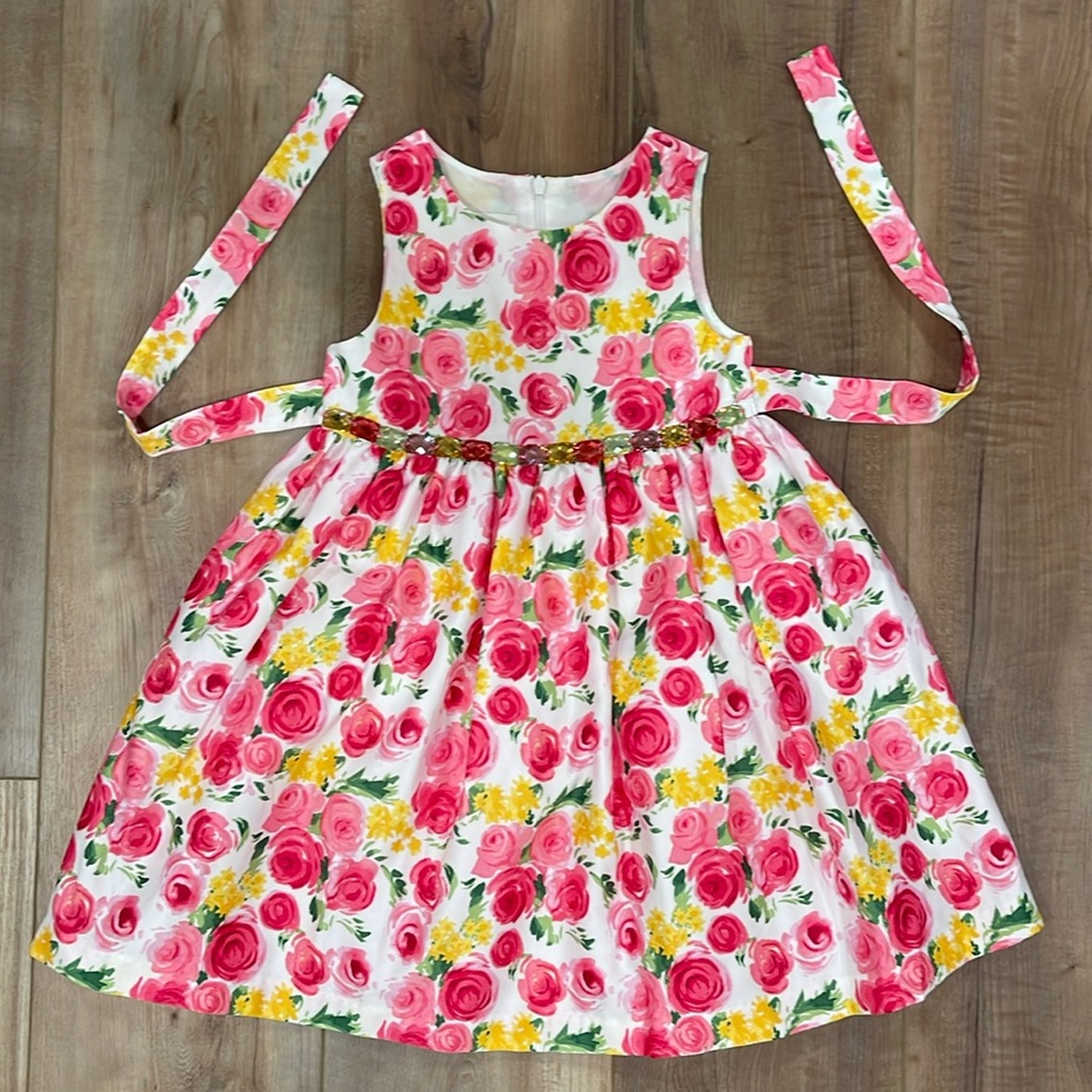 American Princess Floral Bejeweled Satin Dress